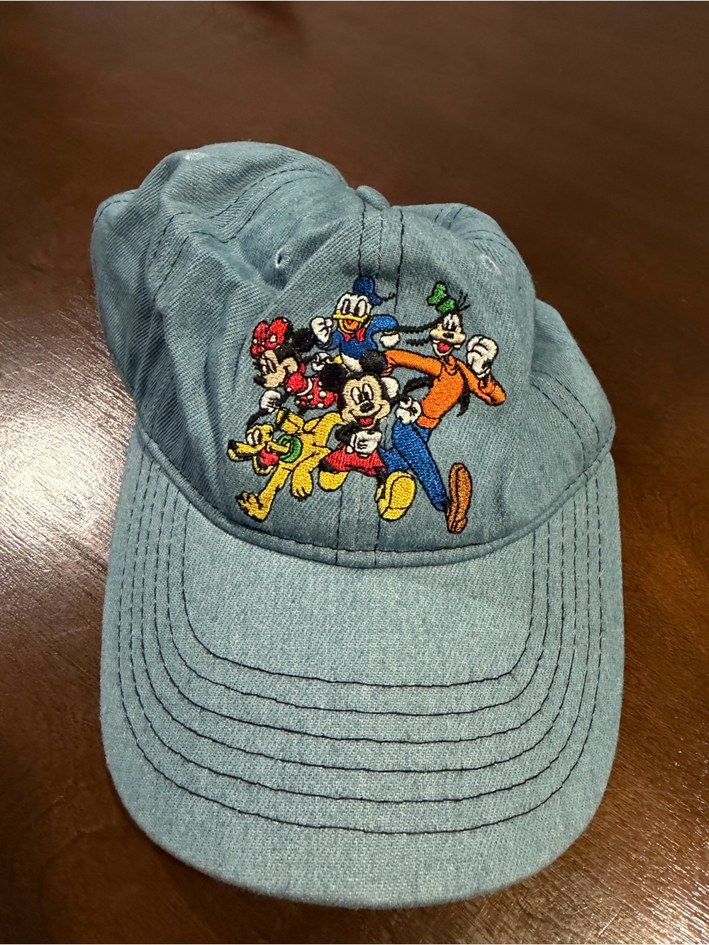 Disney Light Blue Denim Cap with Classic Character Embroidery